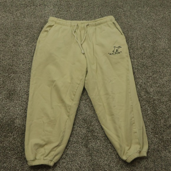 Malbon sweatpants mens M Golf Sweatpants Beige cropped Drawstring Joggers - Picture 1 of 12